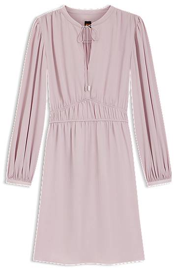 Kjole BOSS Crinkle-Satin Mini Dress with Gathered Waist Lyserød | 50544038