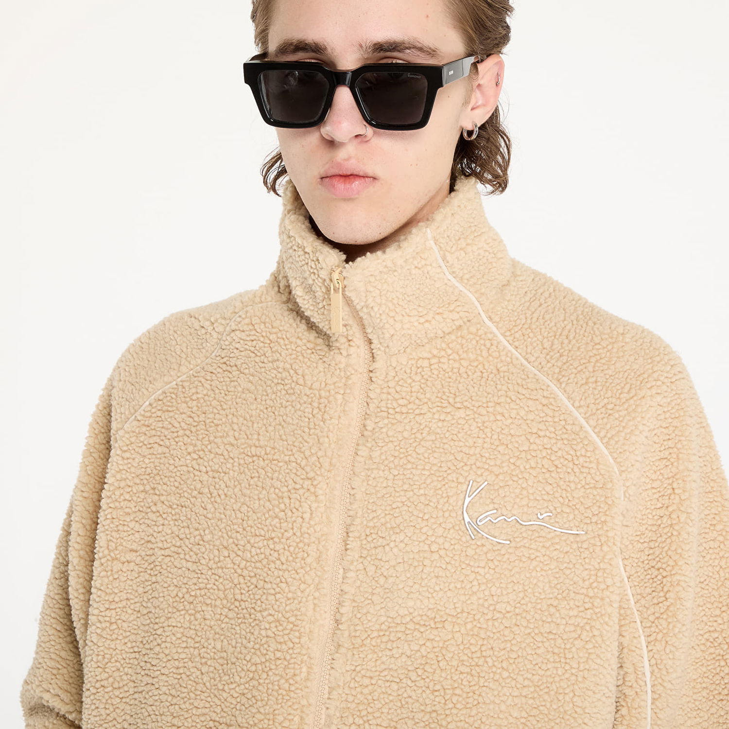Jakke Karl Kani Jacket Metal Signature Teddy Jacket Sand/ Light Sand S Beige | 60780007, 1