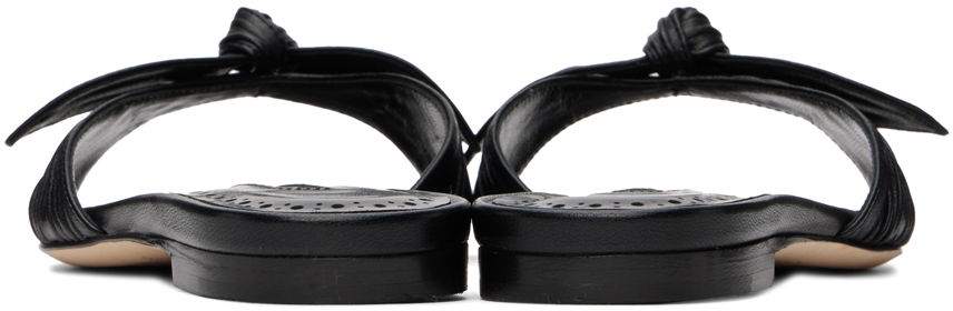 Tilbehør Manolo Blahnik Manolo Blahnik Lollo Knotted Leather Slides Sort | 224-1605, 1
