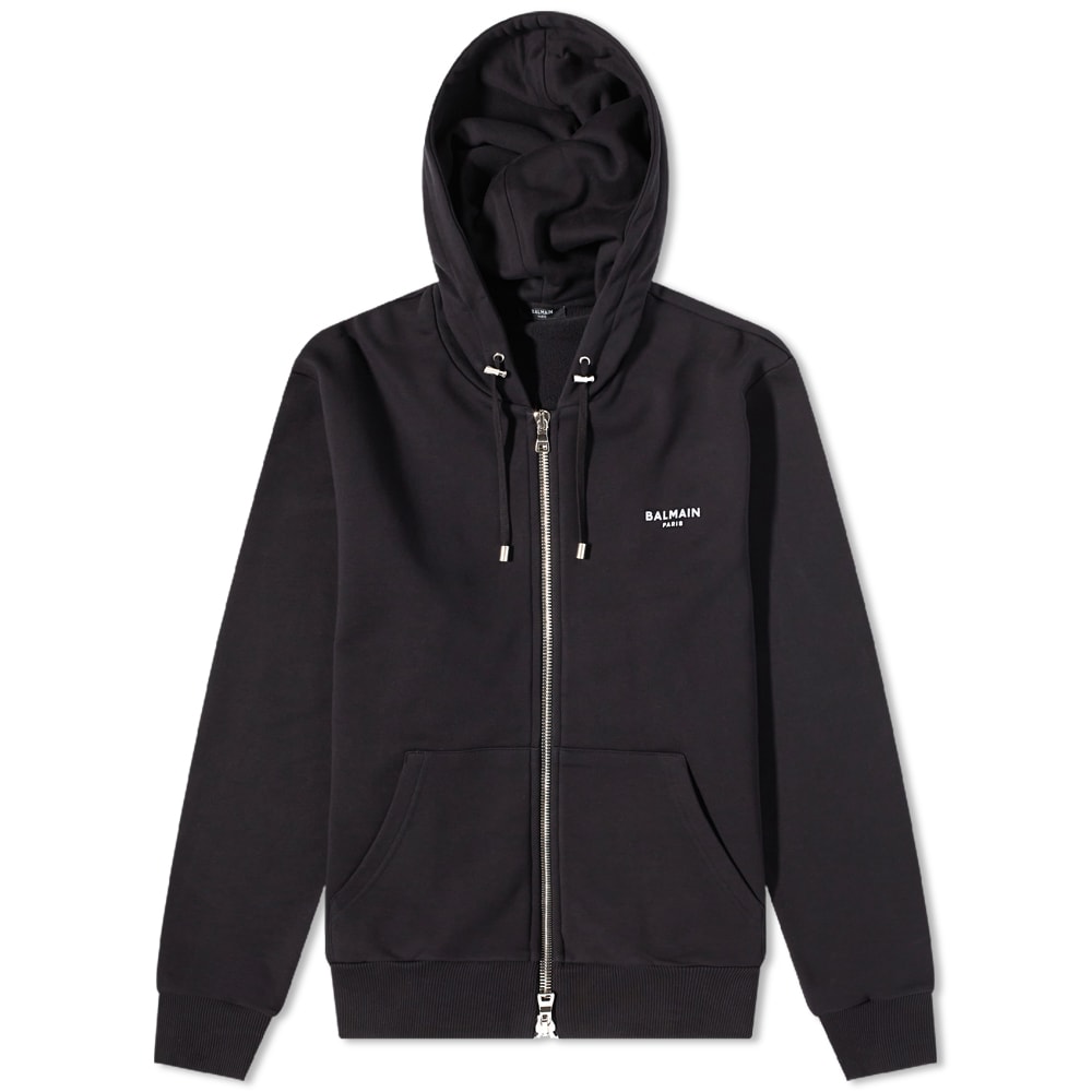 Sweatshirt Balmain Flock Zipped Hoody Sort | AH1JX000BB04-EAB, 0