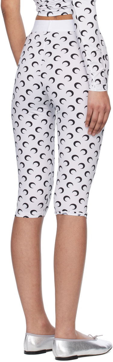 Leggings Marine Serre Marine Serre Moon Print Jersey Capri Leggings Hvid | WPA157A CJER0001, 2