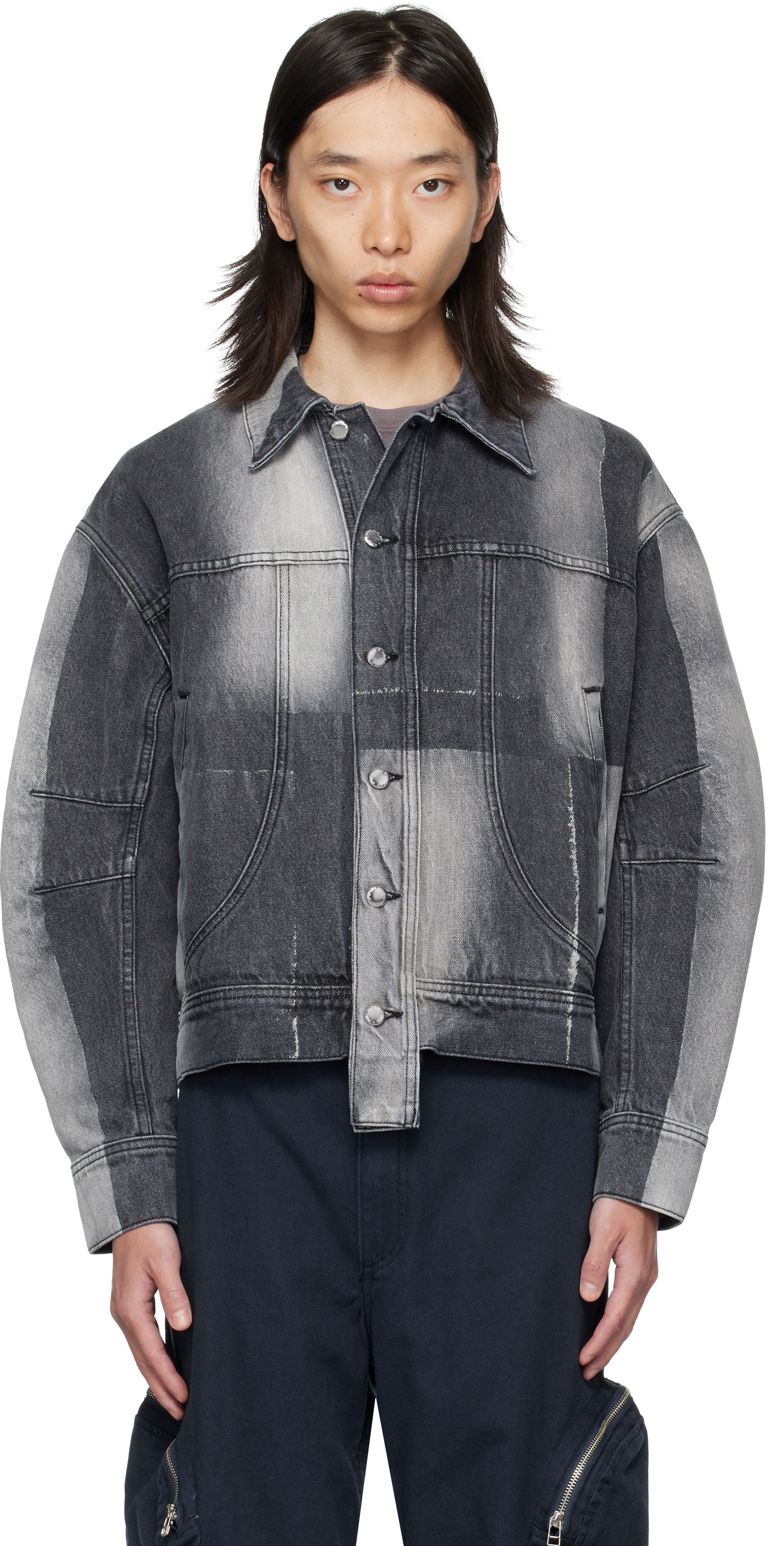 Jakke Eckhaus Latta Eckhaus Latta 'El Jacket Redux' Denim Jacket Grå | 1224-EL-PF25-SF, 0