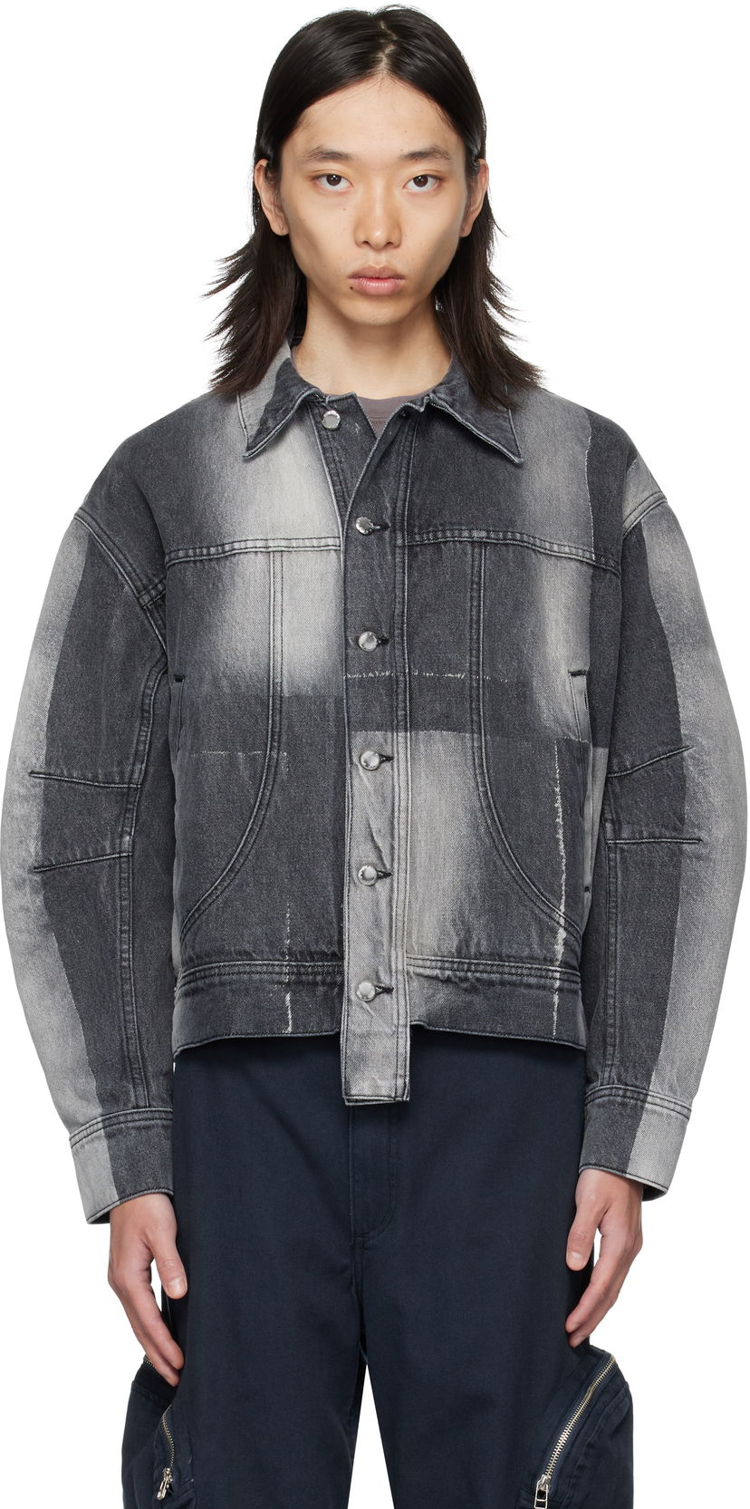 Jakke Eckhaus Latta Eckhaus Latta 'El Jacket Redux' Denim Jacket Grå | 1224-EL-PF25-SF