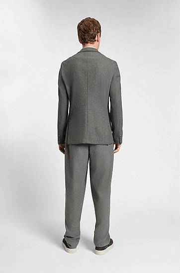 Jakke BOSS Slim-fit brushed stretch flannel blazer Grå | 50551528, 1