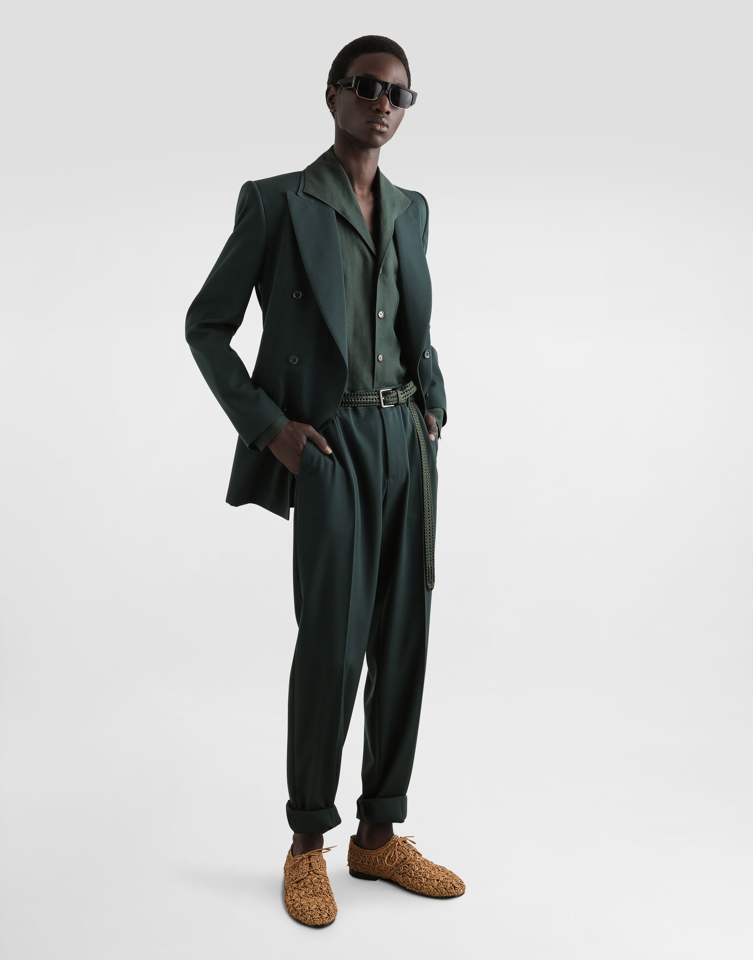 Skjorte Dolce & Gabbana Dolce & Gabbana Long-Sleeved Linen Shirt Grøn | G5MW6TFU4JBV8813, 1
