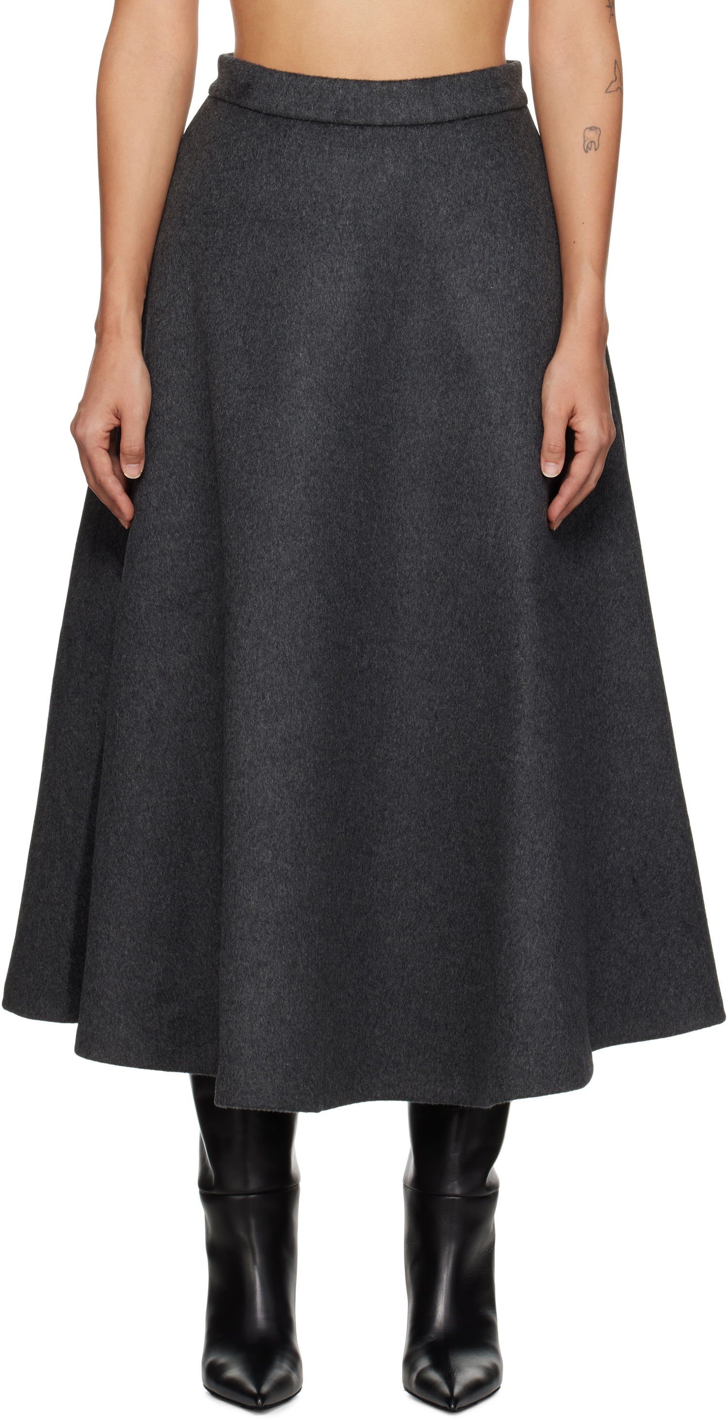 Nederdel Róhe Voluminous A-Line Midi Skirt Grå | 613-32-027, 0