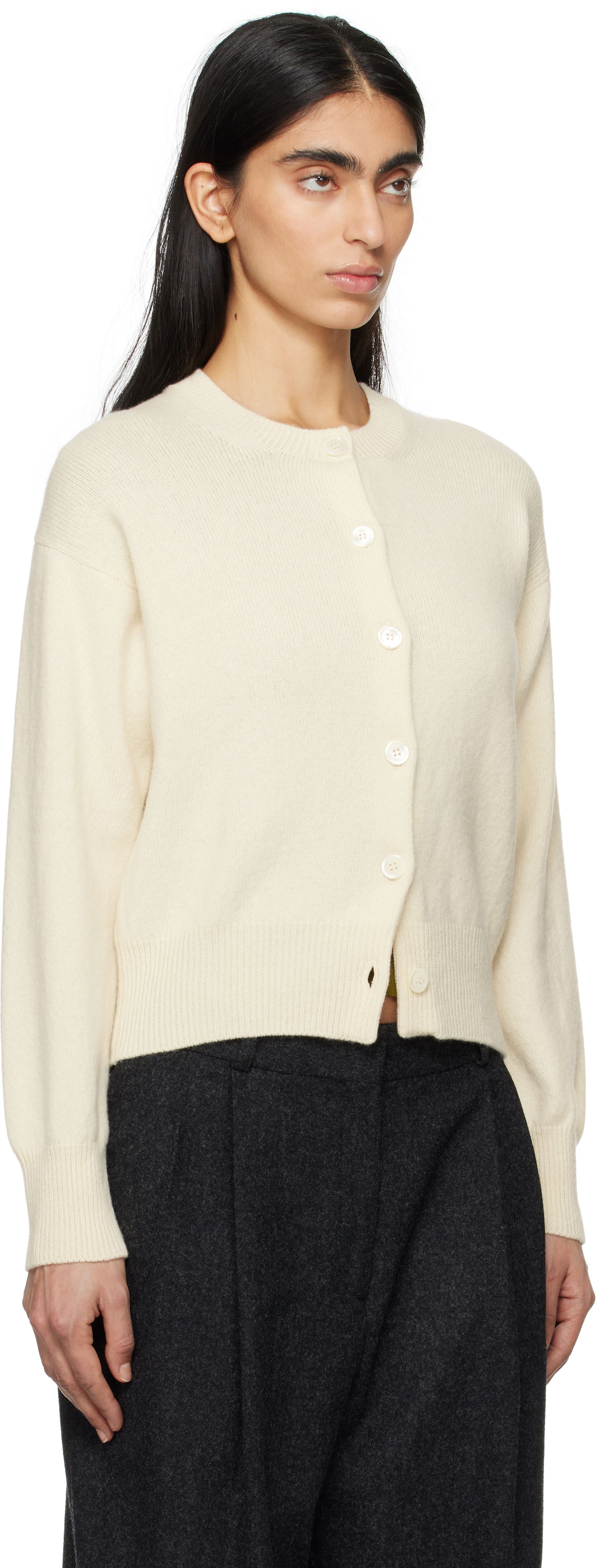 Sweater &Daughter &Daughter Ada Crewneck Cardigan Hvid | HKN03905, 1
