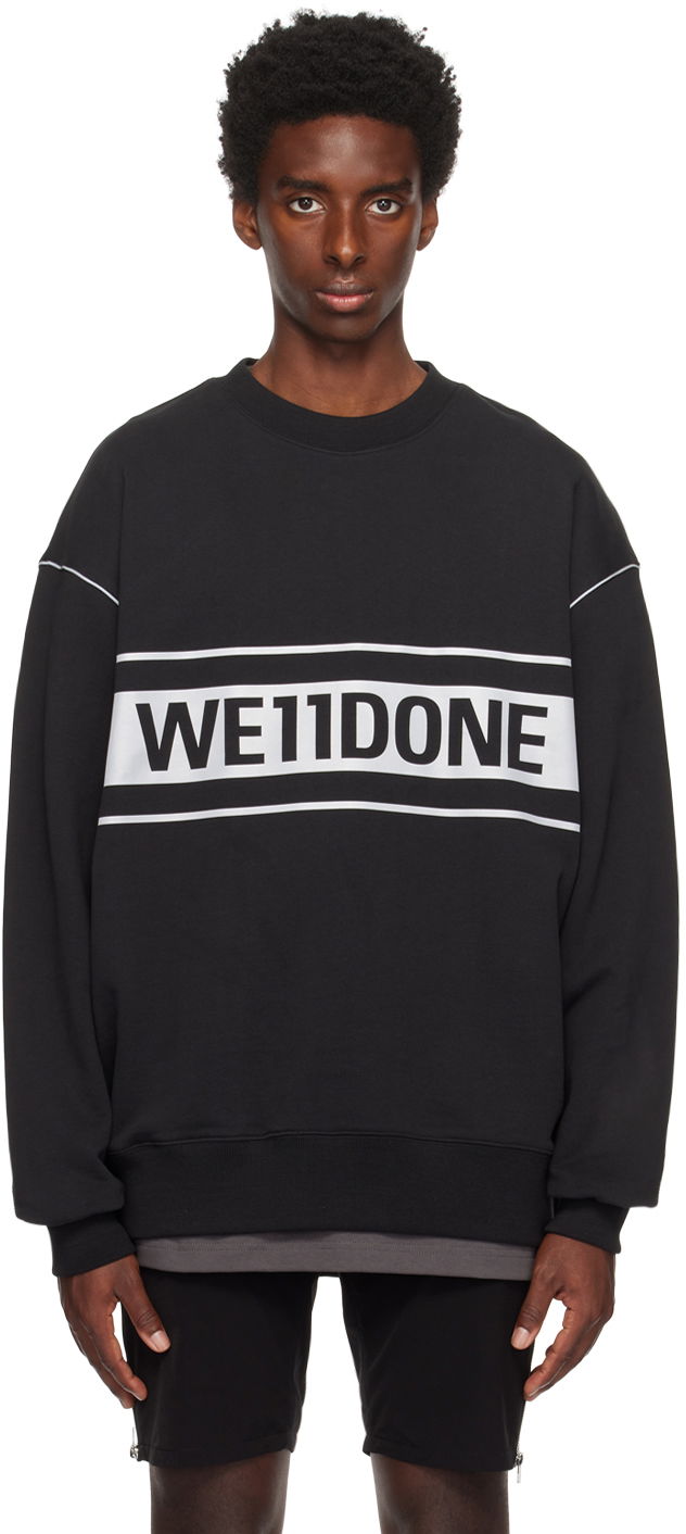 Sweatshirt We11done Men's Reflective Stripe Sweatshirt Sort | WD-SS5-19-048-BK