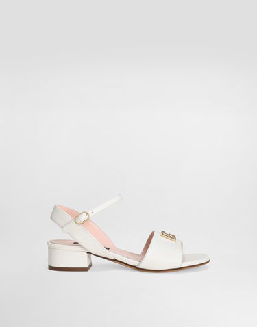 Tilbehør Dolce & Gabbana Dolce & Gabbana Calfskin DG Logo Sandals Hvid | D10935A12238S936, 0