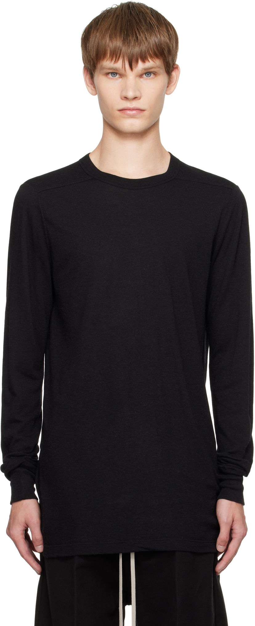 T-shirt Rick Owens Rick Owens Concordians Level Long Sleeve T-Shirt Sort | RU02E1266 JR