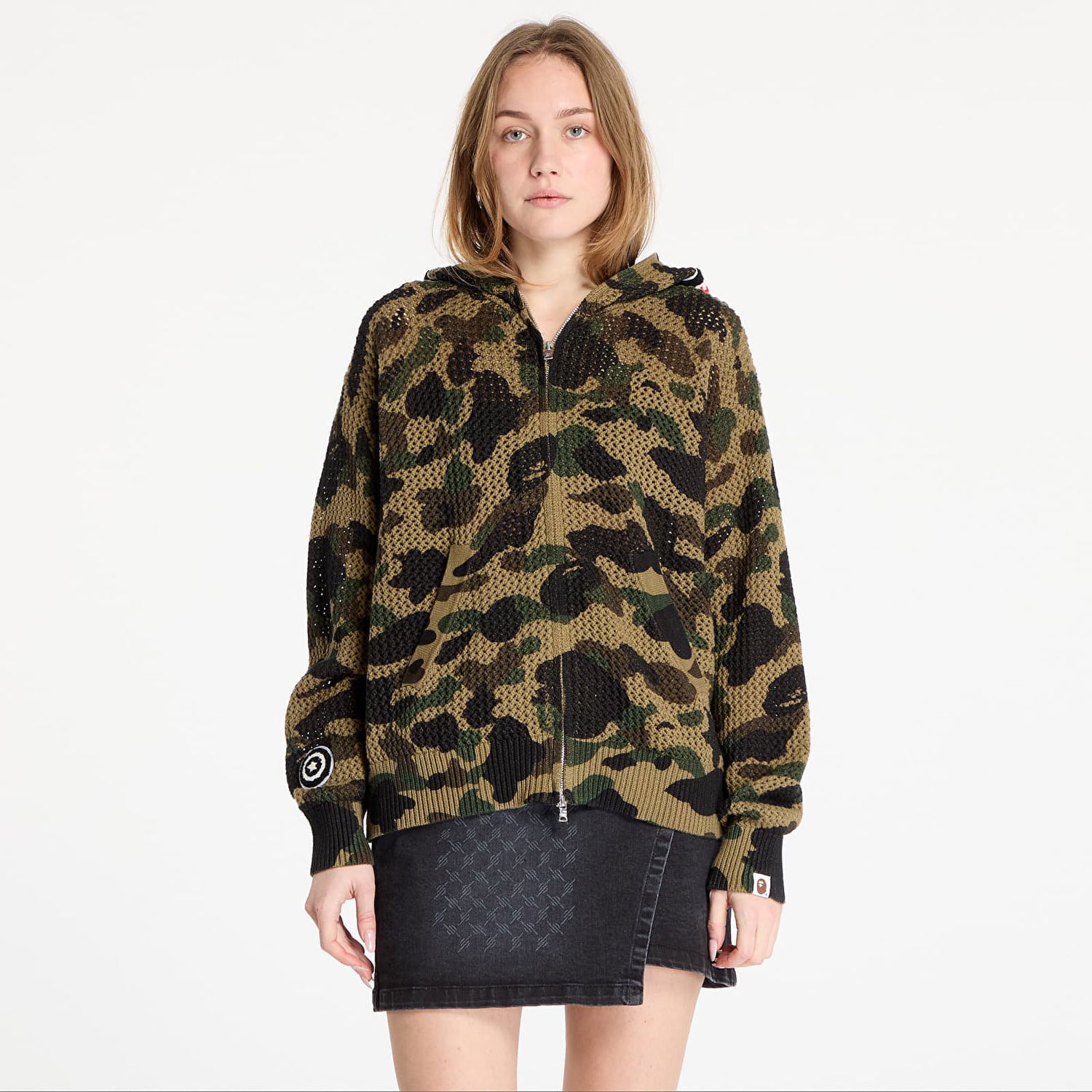 Sweater BAPE A BATHING APE Knit Sweat Hoodie Grøn | 001ZPK301307MGRN, 1