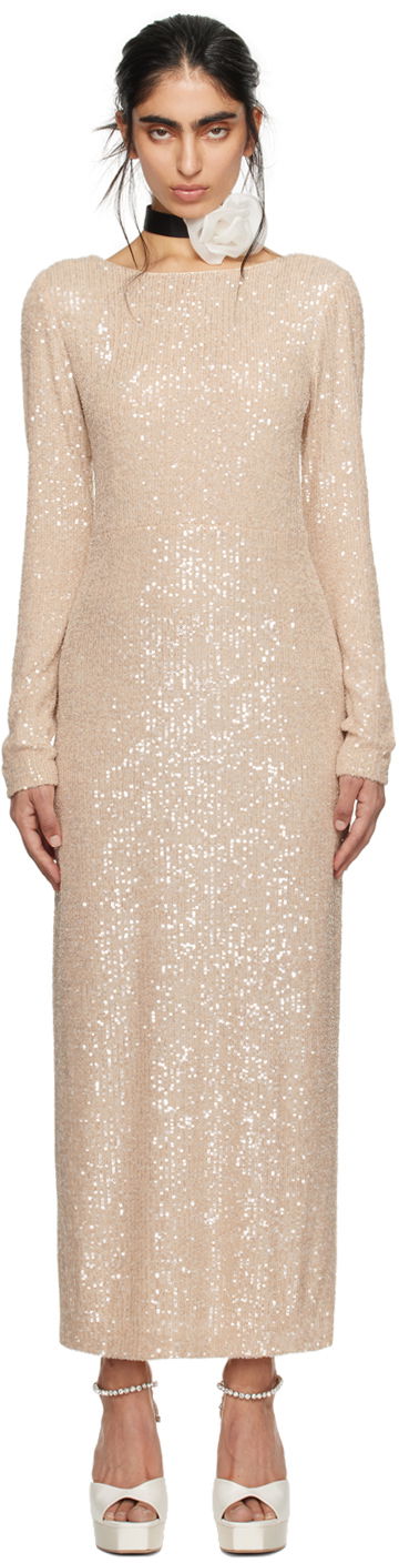 Kjole Anna Sui Sequined Midi Dress Beige | 424S71