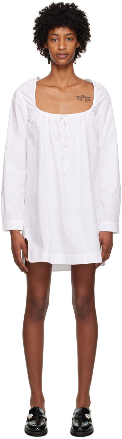Kjole GANNI GANNI Square Neck Minidress Hvid | F7707