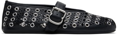 Sneakers og sko Alaïa ALAÏA Vienne Lambskin Eyelets Ballerina Flats Sort | AA3A029CK277, 0