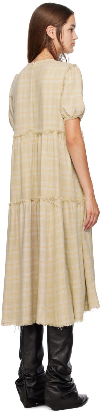 Kjole R13 R13 Shredded Relaxed Midi Dress Gul | R13WR045-R260D, 2