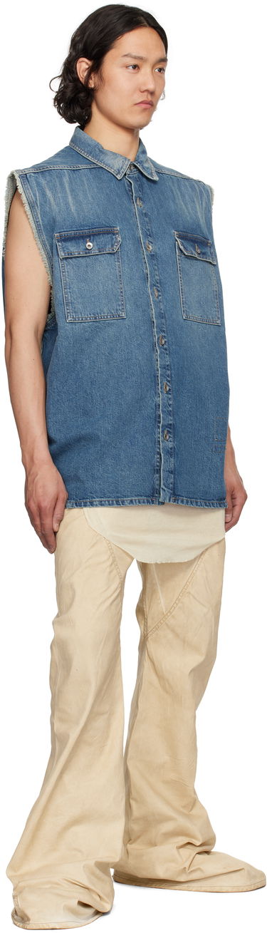 Skjorte Rick Owens Rick Owens DRKSHDW Hollywood Jumbo Denim Sleeveless Overshirt Blå | DU01E3764 DWB, 3