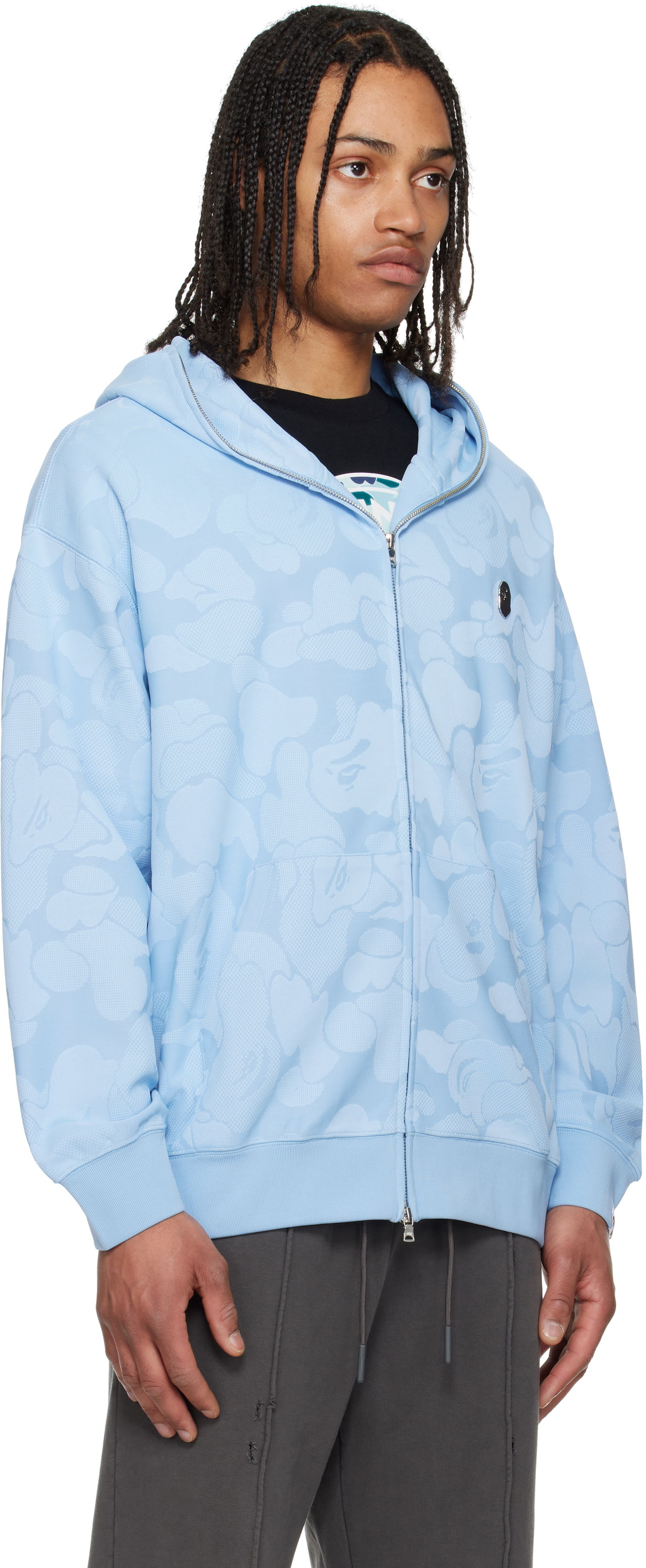 Sweatshirt BAPE A Bathing Ape Camo Jacquard Zip Hoodie Blå | 001ZPL301302M, 1