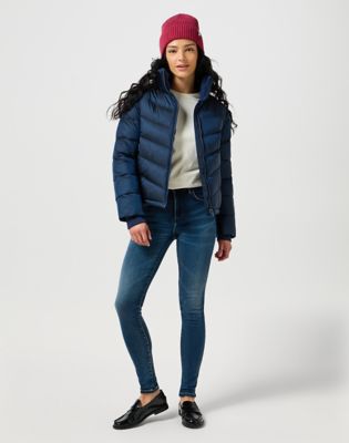 Puffer jakke Wrangler Wrangler Short Puffer Jacket Mørkeblå | 112356503:XS, 0
