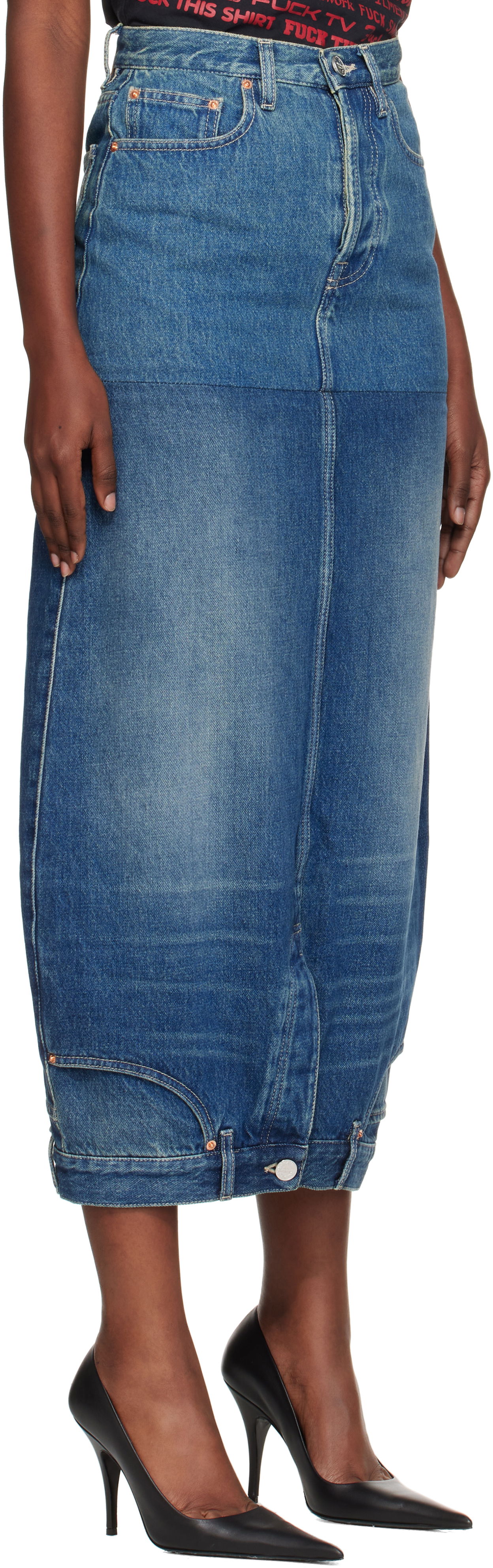 Nederdel VETEMENTS Vetements Double Denim Midi Skirt Blå | WH76DK880VBBG, 1