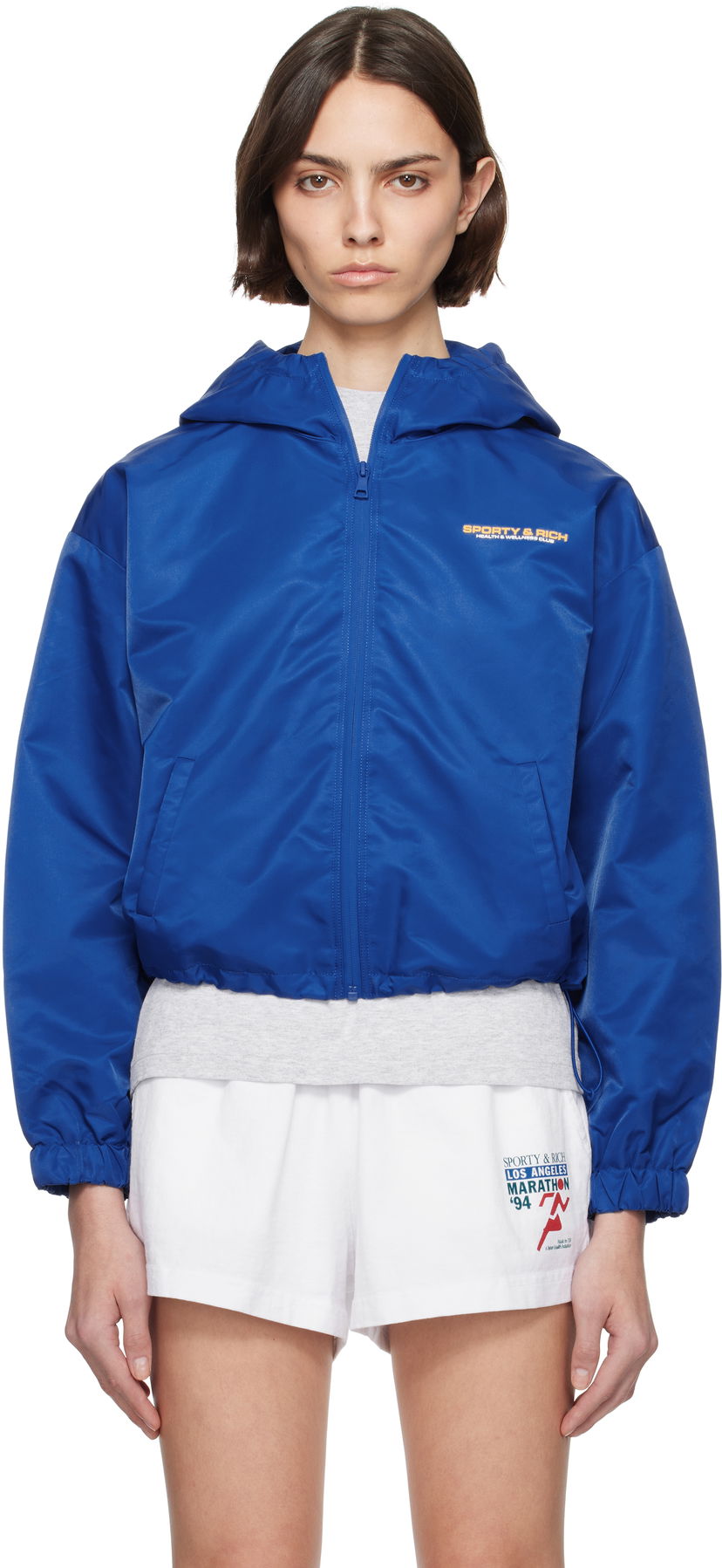 Vindjakke Sporty & Rich Sporty & Rich Bold Health Nylon Windbreaker Jacket Blå | JA017622324BL67