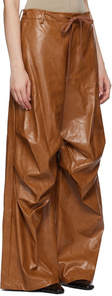 Bukser Maison Margiela MM6 Maison Margiela Draped Faux-Leather Trousers Brun | S52KA0510 M35465, 1