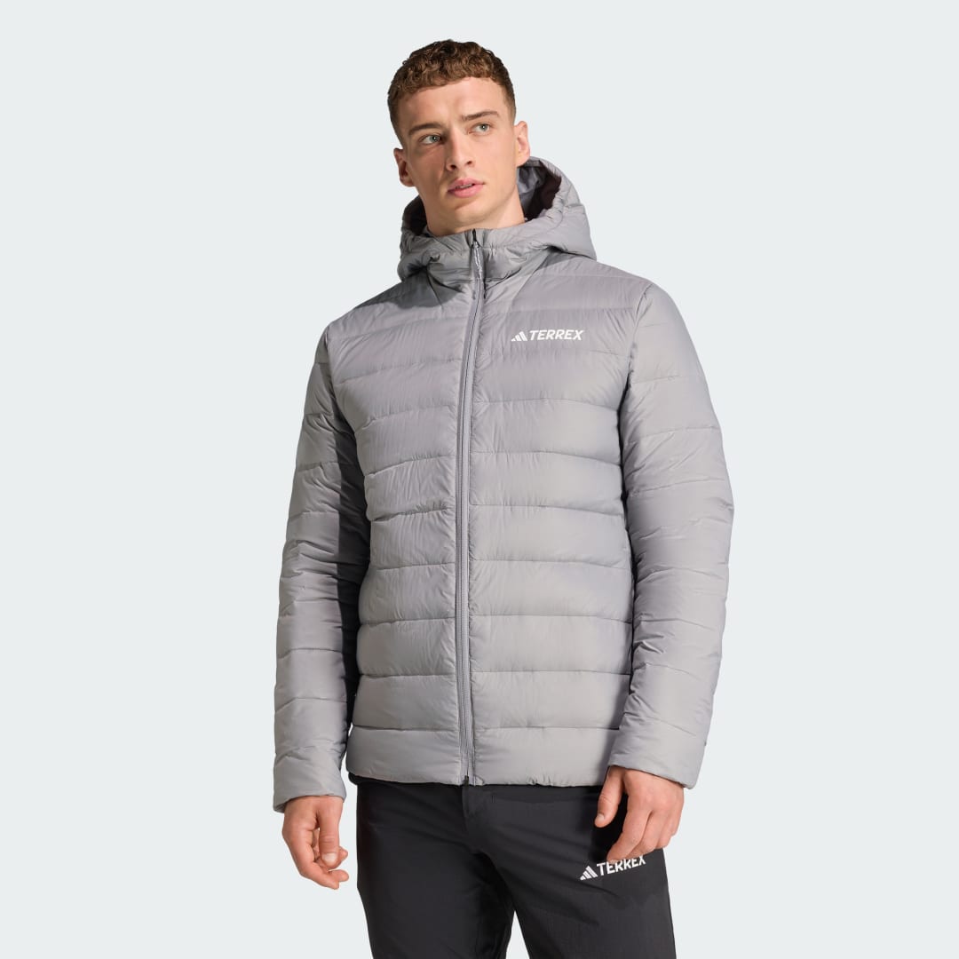 Puffer jakke adidas Performance Multi Essentials CLIMAWARM Light Down Hooded Jacket Grå | KB2174, 0
