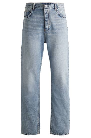 Jeans BOSS Baggy-Fit Heavyweight Cotton Denim Jeans Blå | 50511893