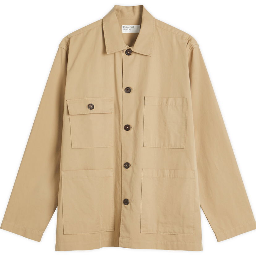 Skjorte Universal Works Universal Works Military Shirting Dockside Overshirt, Size Large Beige | P32051-SND