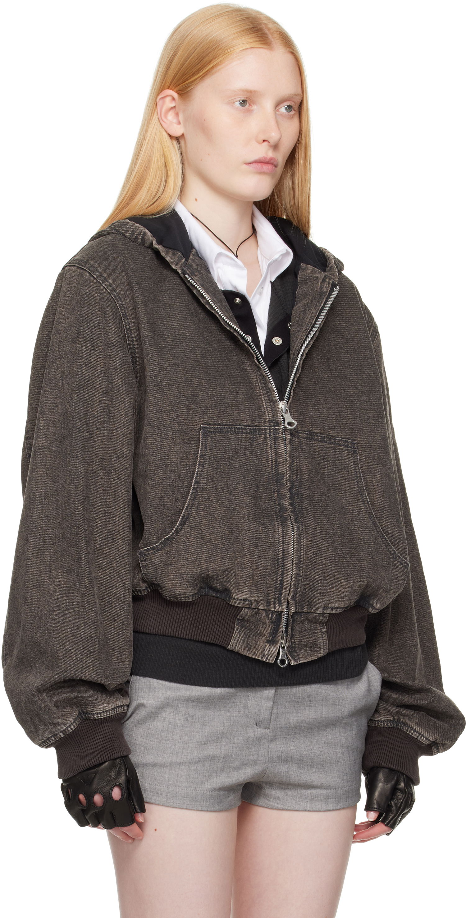 Bomberjakke OUR LEGACY Our Legacy Bank Denim Hooded Jacket Grå | M2251BBC, 1