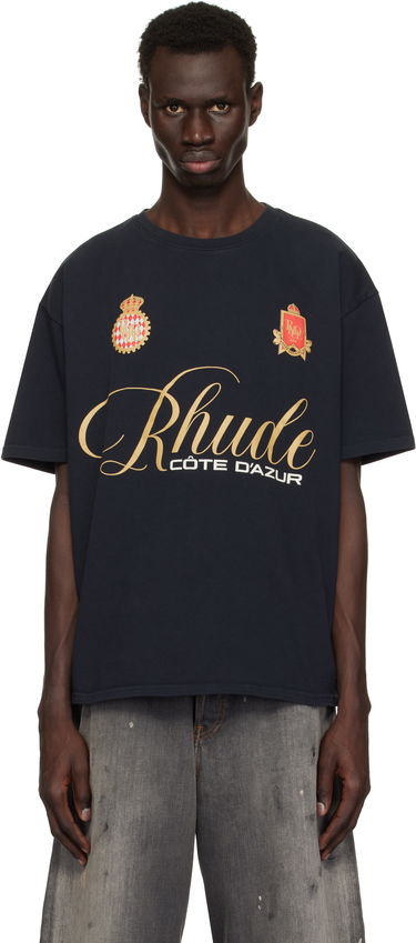 T-shirt Rhude Rhude Script Crest T-Shirt Mørkeblå | RHPS25TT07012, 0