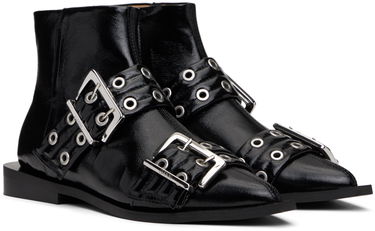 Jakke GANNI GANNI Feminine Buckle Flat Boots Sort | S2650, 3