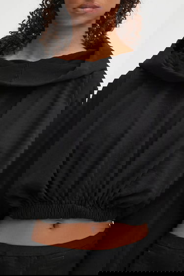 Sweatshirt Rick Owens Rick Owens DRKSHDW Cropped Hooded Tunic Sort | DS02E7236.RIG, 3