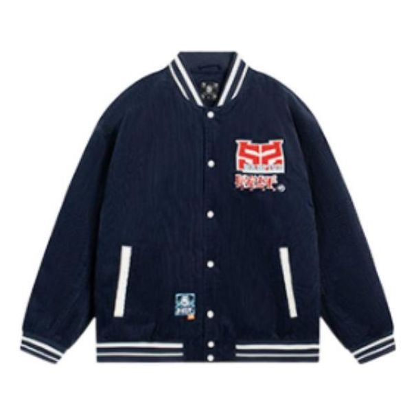 Bomberjakke Li-Ning BadFive Graphic Cotton Baseball Jacket Blå | AJMS113-1