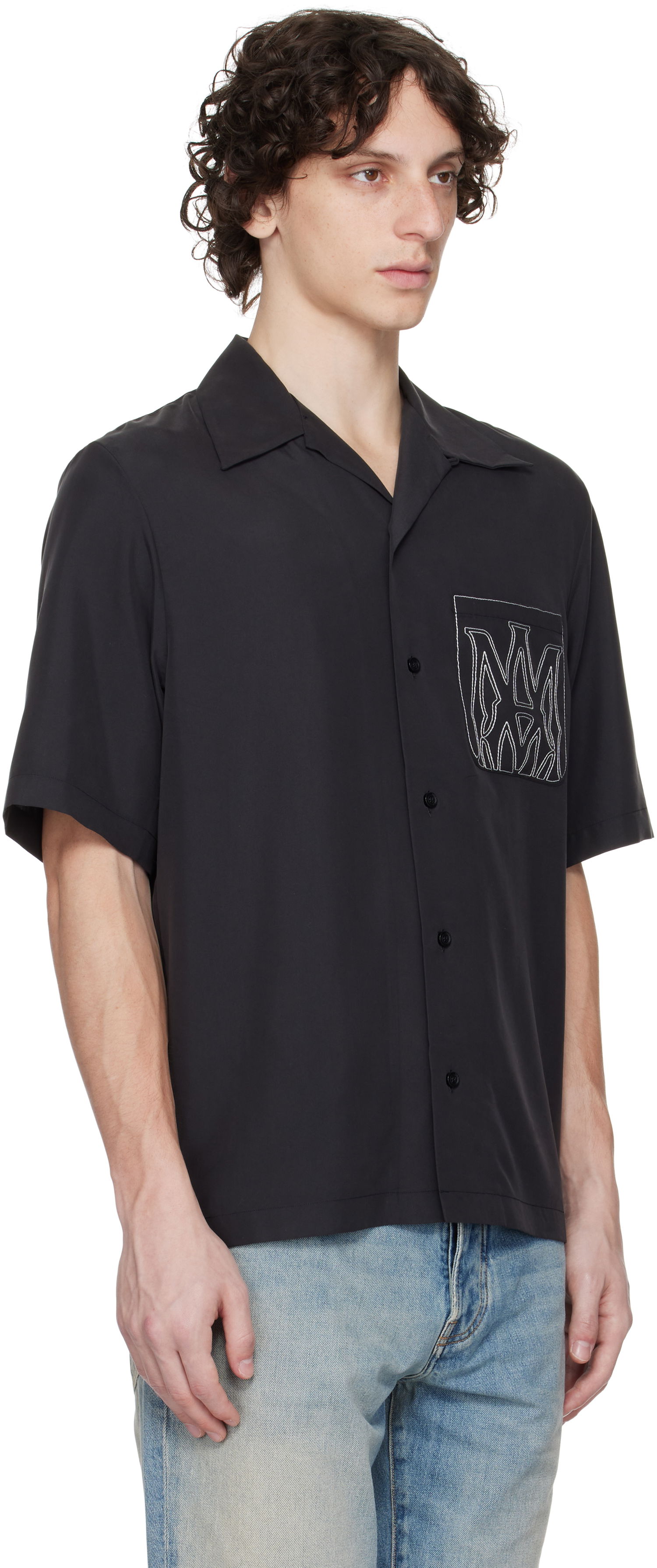 Skjorte AMIRI AMIRI MA Outline Bowling Shirt Sort | AMSTCA1151, 1