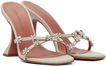 Tilbehør Amina Muaddi Amina Muaddi Lily 95 Heeled Sandals Beige | LILY SLIPPER 95 CL CANVAS, 3