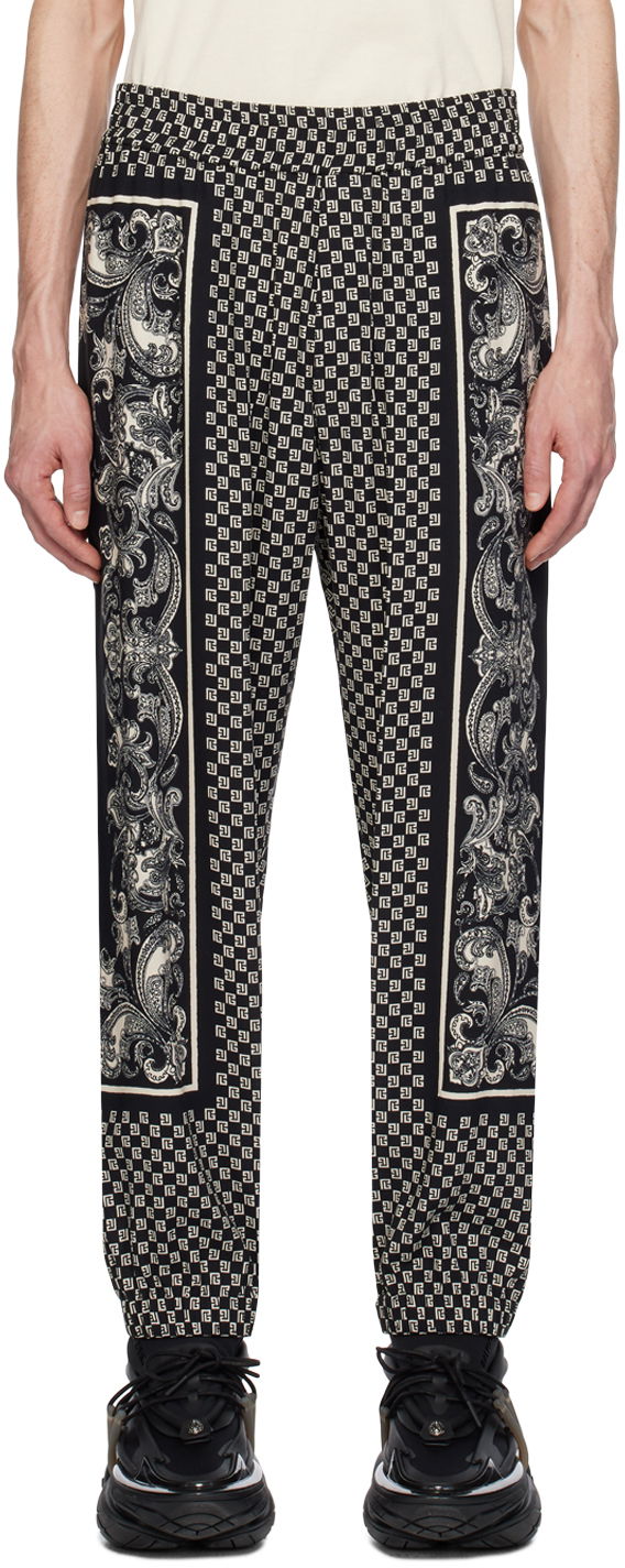 Bukser Balmain Mini Monogram Trousers Sort | CH1PO092VE27