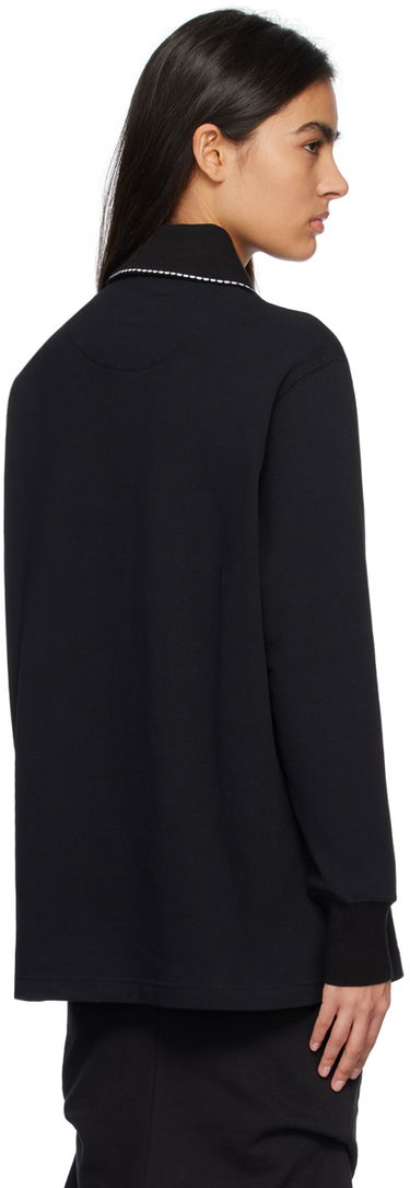 Polo skjorte We11done We11done Scalloped Edge Long Sleeve Polo Sort | WD-TT1-23-819-U-BK, 2