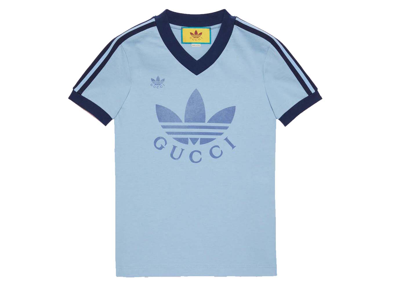 T-shirt Gucci adidas x V-Neck T-Shirt Light Blue Blå | 693636 XJEBZ 4709, 0