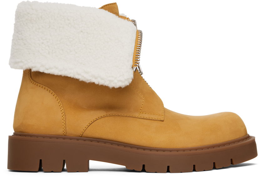 Sneakers og sko Bottega Veneta Bottega Veneta Haddock Shearling Trim Ankle Boots Gul | 796712 V3J01