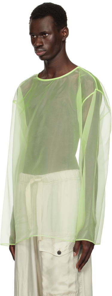 Jakke Dries Van Noten Dries Van Noten Sheer Crew Neck Overshirt Grøn | 251-020740-1501, 3