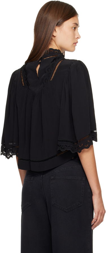 Skjorte ISABEL MARANT Frany high-neck lace cut-out blouse Sort | HT0662FA-C3J11I, 2