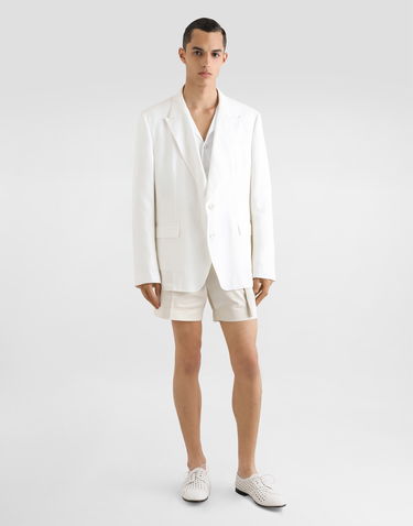Jakke Dolce & Gabbana Dolce & Gabbana Single-Breasted Linen Jacket Hvid | G2QS6TFU4MCW0111, 1
