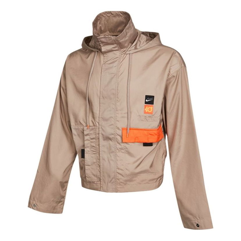 Vindjakke Nike KD Swoosh Embroidered Pattern Woven Basketball Jacket Beige | CV2404-245