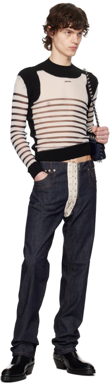 Sweater Jean Paul Gaultier Jean Paul Gaultier Bi-Material Marinière Striped Sweater Sort | 25/33-F-PL069-T574-0100, 3