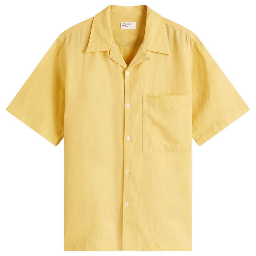 Skjorte Universal Works Universal Works Linen Cotton Camp Shirt, Size Large Gul | P32032-LEM