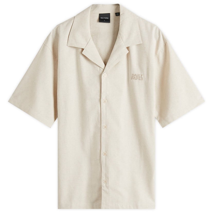 Skjorte DAILY PAPER Daily Paper Logo Vacation Shirt, Size Large Beige | 2511123