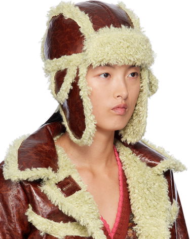 Jakke Anna Sui Anna Sui Curly Aviator Faux-Leather Hat Brun | 824A90, 1