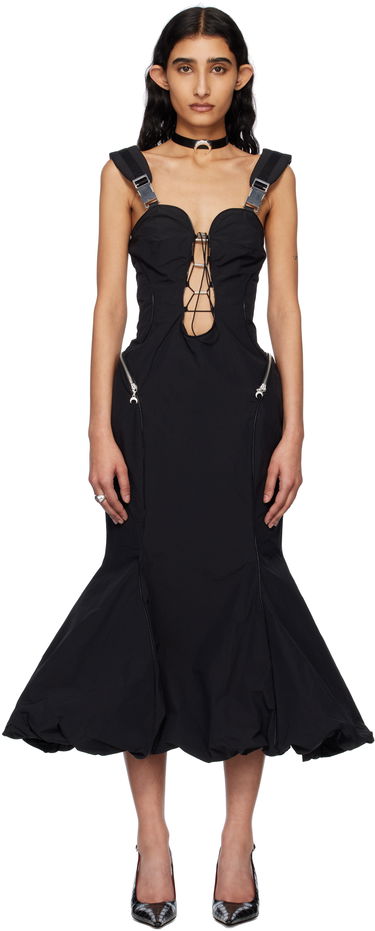 Kjole Marine Serre Marine Serre Recycled Nylon Midi Dress Sort | WDR325A CWOV0041, 0