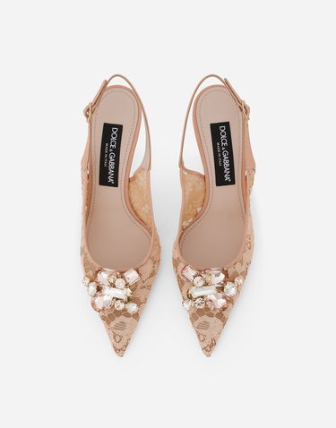 Sneakers og sko Dolce & Gabbana Slingback Lace Pumps Beige | CG0712AQ07480240, 3