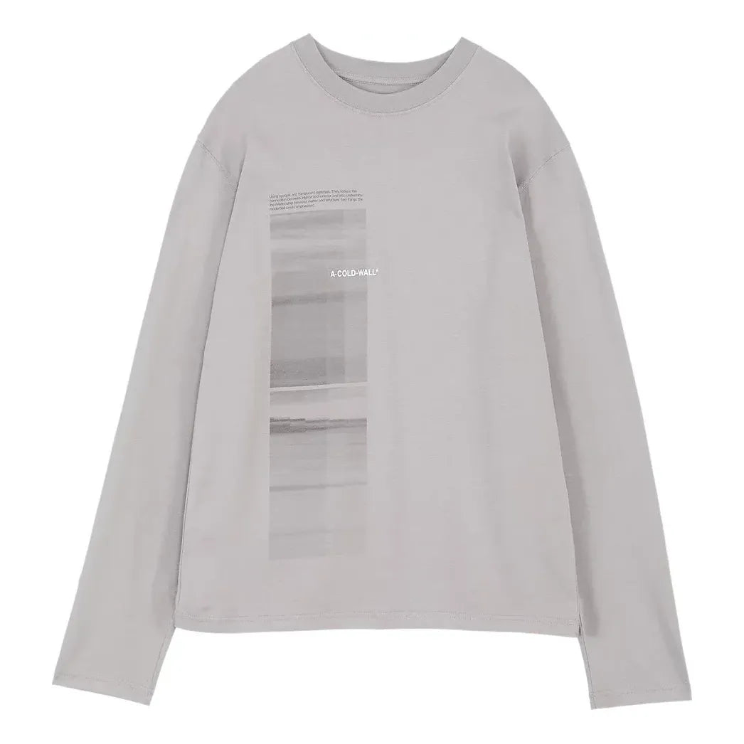 T-shirt A-COLD-WALL* Diffusion Graphic Long Shirt Grå | ACWMTS087-MIDGRE, 0